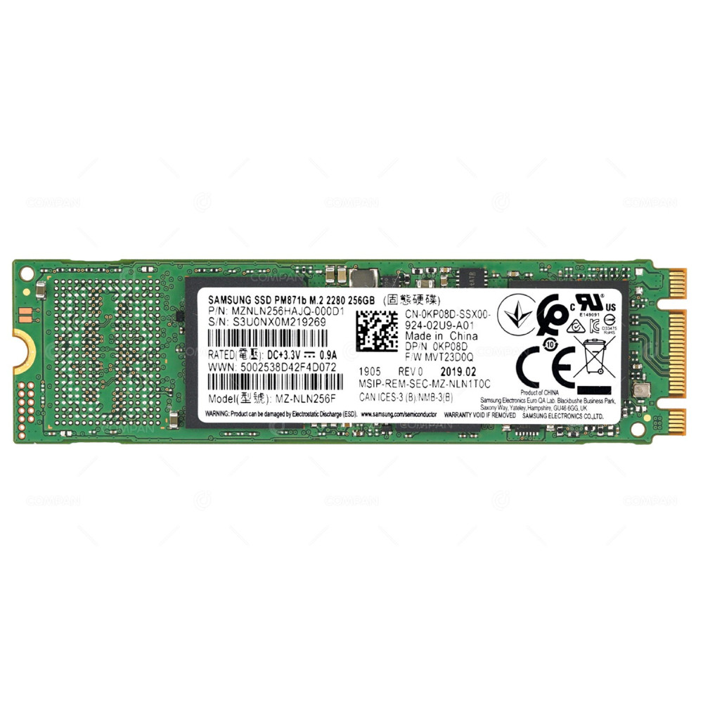 KP08D DELL 256GB M.2 2280 KEY B+M MSATA SSD MZ-NLN256F, MZNLN256HAJQ-000D1, PM871B